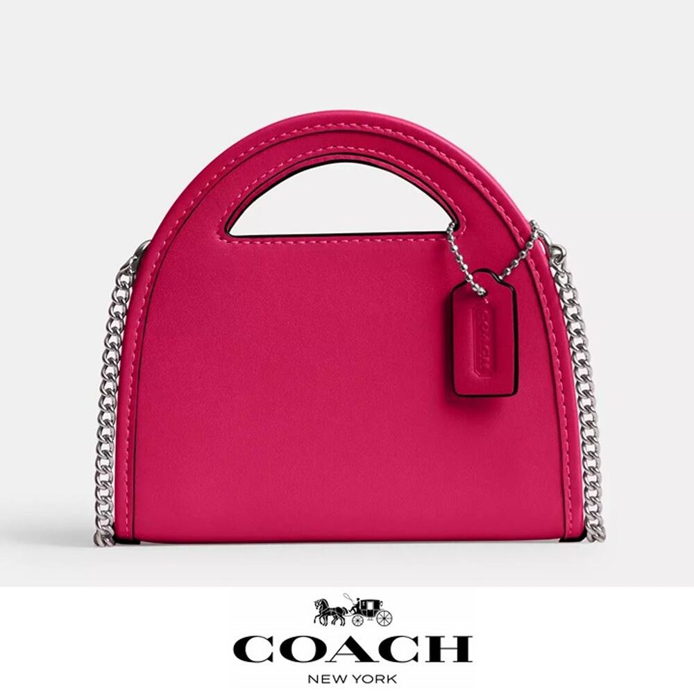Coach Fuchsia Handbag with Silver Chain